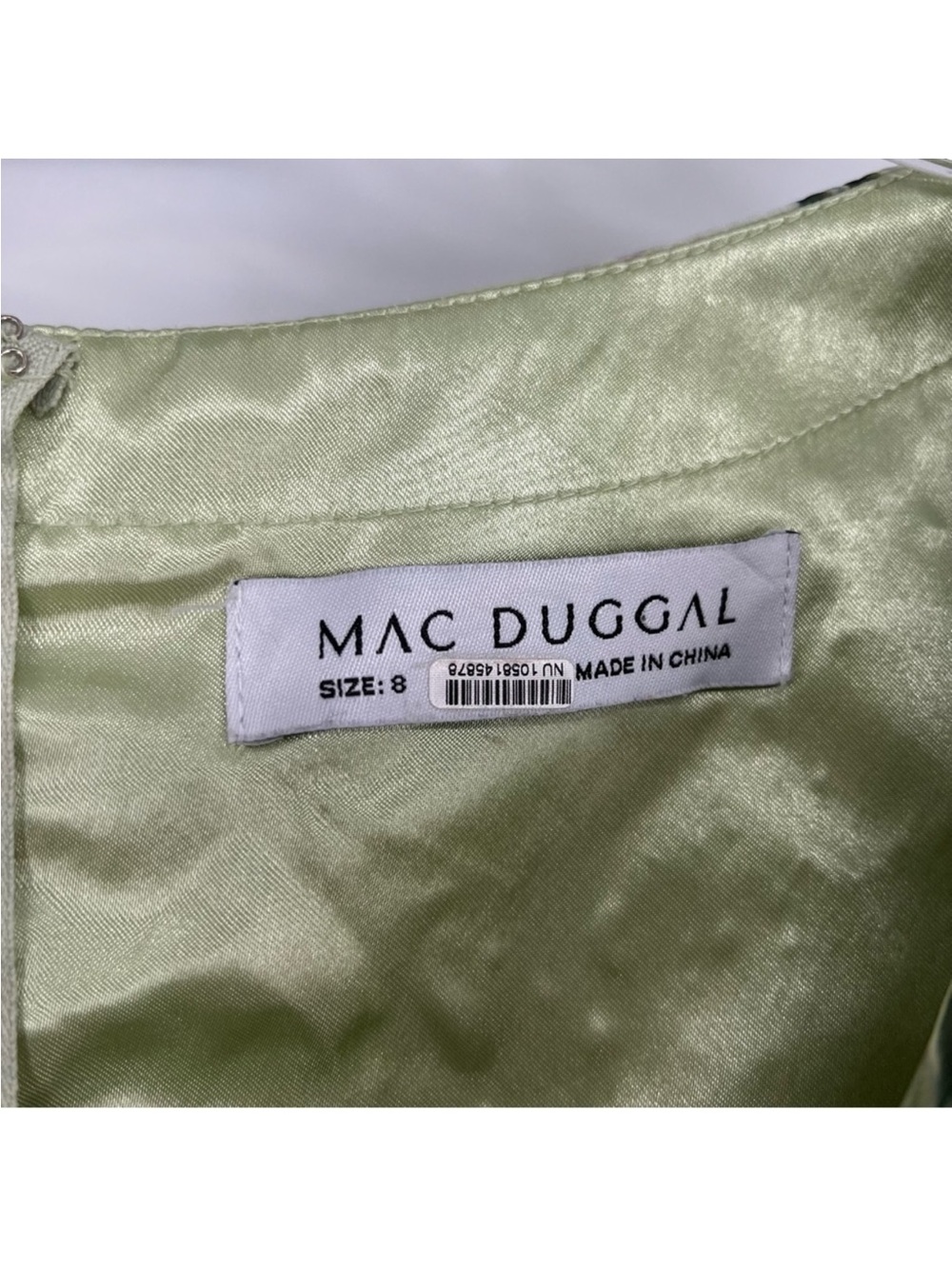 Mac Duggal Pale Green Floral V Neck Ruffled Chiffon Maxi Dress Evening Gown 8 - Picture 6 of 9